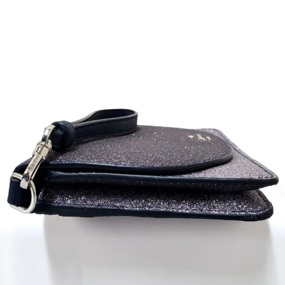 KATE SPADE NY Glitter Slim Wallet Wristlet Clutch Snap Closure